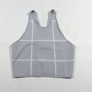C/MEO Collective Women's Sleeveless Crop Top Sleeveless Plaid Gray Size Medium